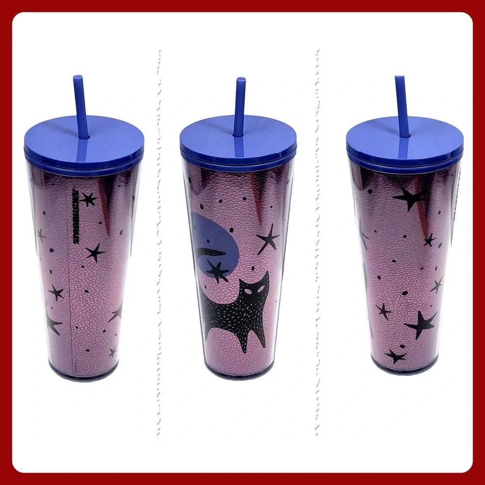 Starbucks 2020 Halloween Black‎ Cat Moon 24oz Tumbler Purple Iridescent